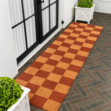 Porter Classic Farmhouse Checkered Coir Area Rug